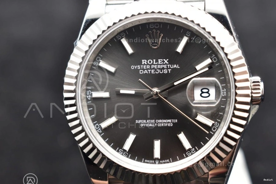 Jubilee DateJust Stick Grey 126334 Steel SA3235 on 904L 41 1:1 Bracelet DIWF Dial Edition Best 0429